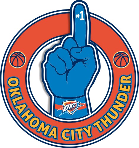 Number One Hand Oklahoma City Thunder logo vinyl decal